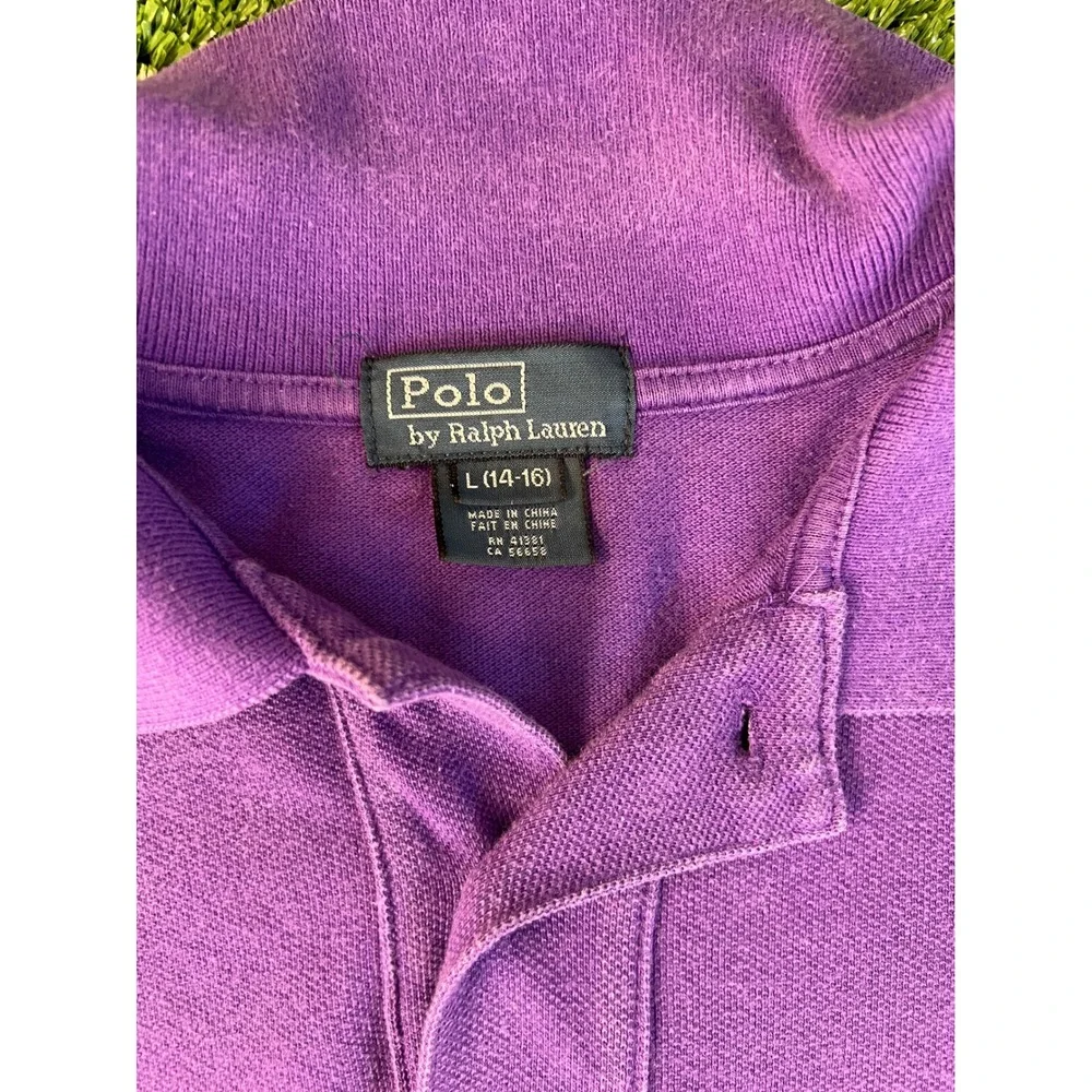 Lot of 3 Polo Ralph Lauren Kids Large 14-16 Shirts Purple Yellow Green Tee Polo